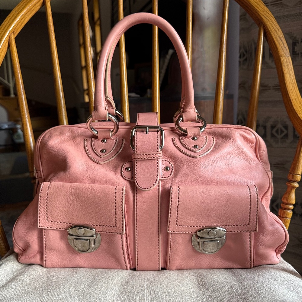MARC JACOBS 2005 Petunia Pink Venetia, Silver Hardware/Suede Lining